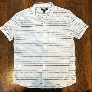 Forever 21 White and Blue Casual Button Down Shirt